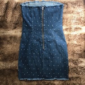 Jean mini dress with rhinestones by Jaded London